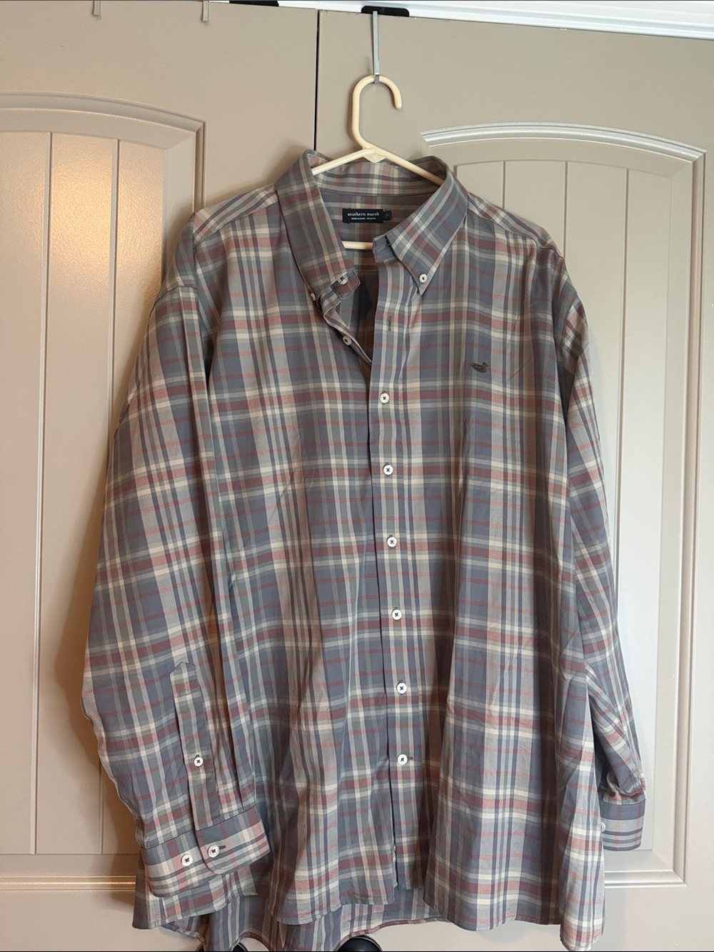 Southern Marsh 2x Men’s Plaid Button-Down Shirt - Gray/Tan